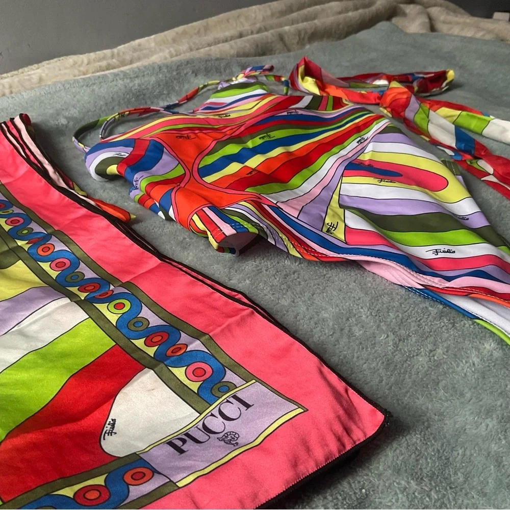 Emilio Pucci Swimsuit w/ Matching Wrap & Scarf 👙🏖️ - Picture 4 of 7
